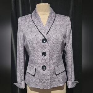 Ann Taylor Textured Gray Blazer with Black Buttons